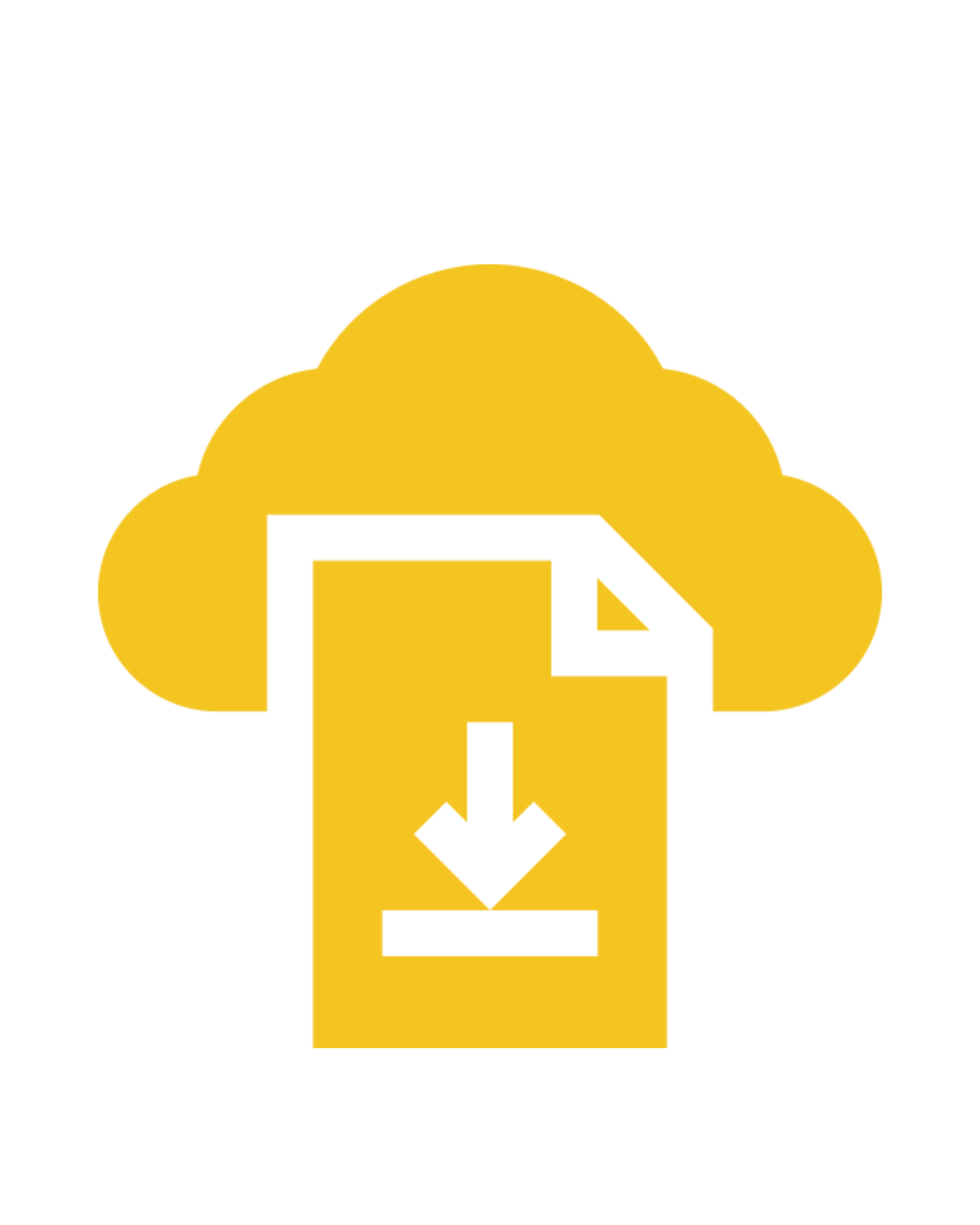 A golden icon of a cloud with a document and a download arrow, symbolizing efficient cloud-based data management and secure file downloading for BPO.