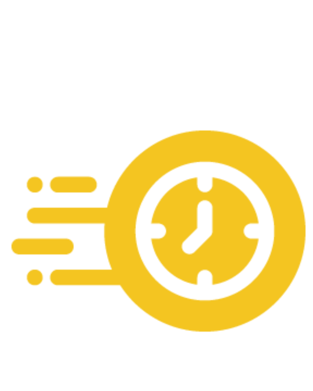 A golden icon of a fast-moving clock, symbolizing efficiency, rapid delivery times, and swift operations in logistics BPO services.