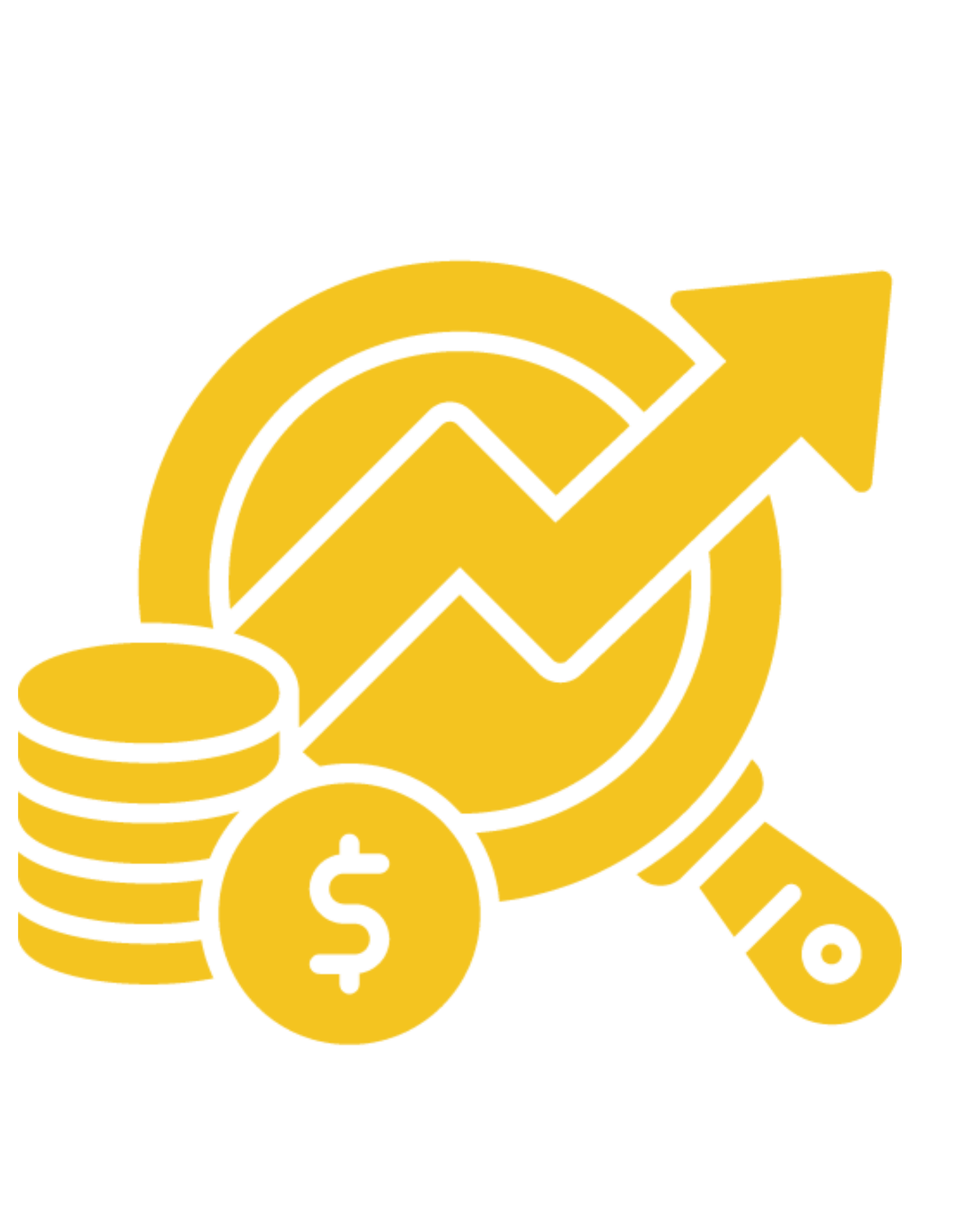 A golden icon of a magnifying glass with an upward-trending chart line, alongside stacked coins, symbolizing financial growth and performance analysis for a multi-channel contact center.