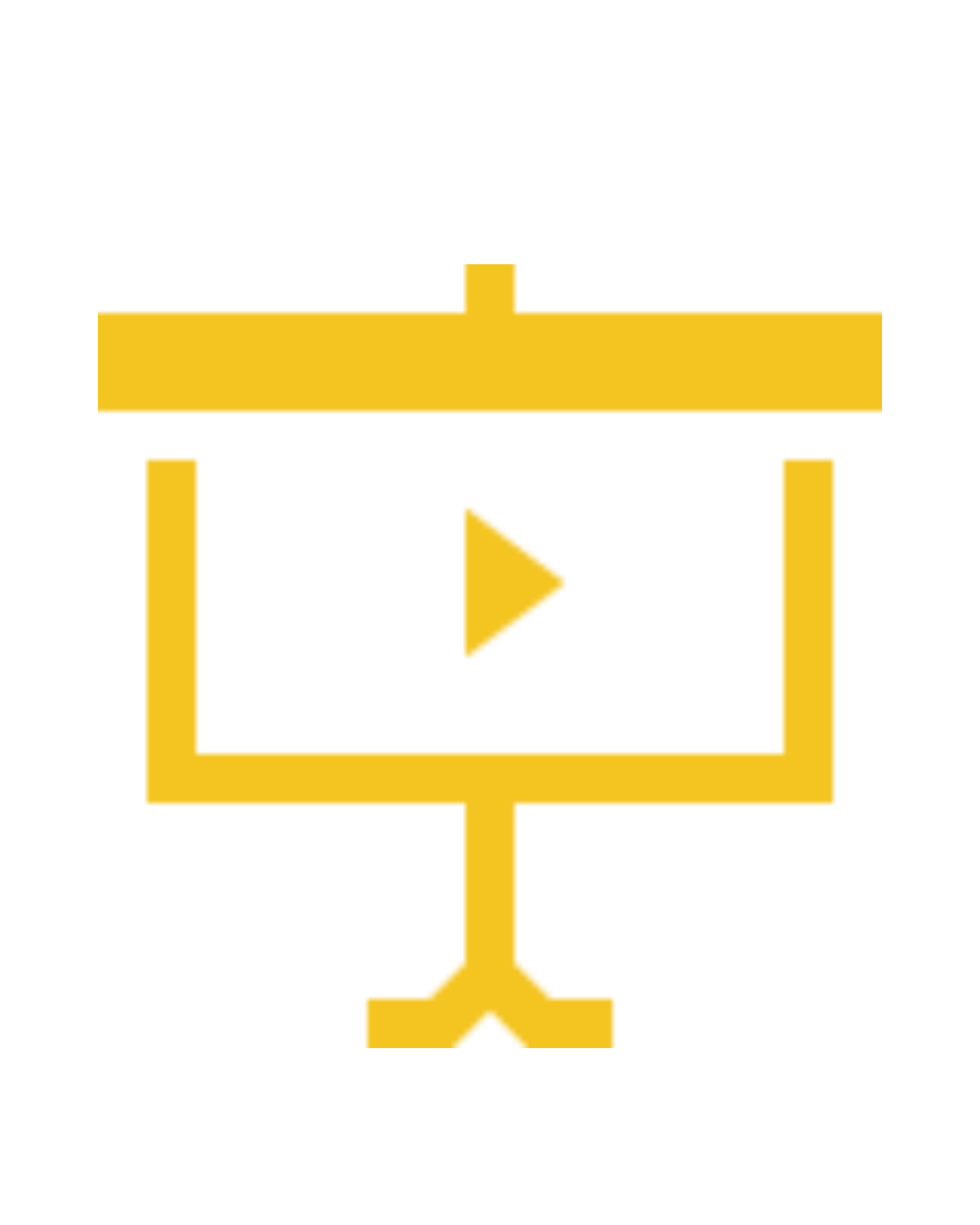 A golden presentation screen with a play button, symbolizing clear video presentations and insightful financial training for outsourced services.