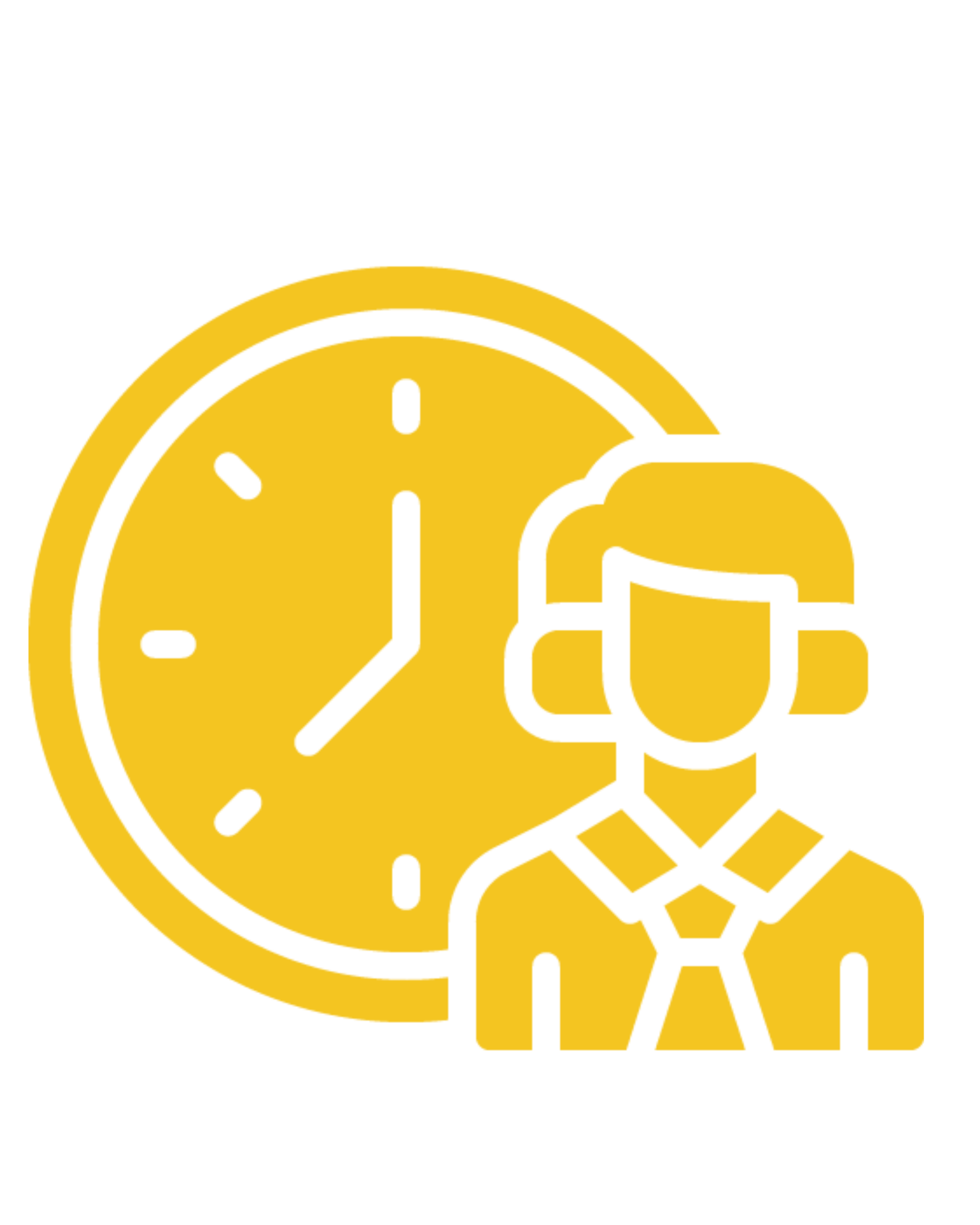 A black icon of a professional wearing a headset next to a large clock, symbolizing efficient time management and synchronized work for remote staffing.
