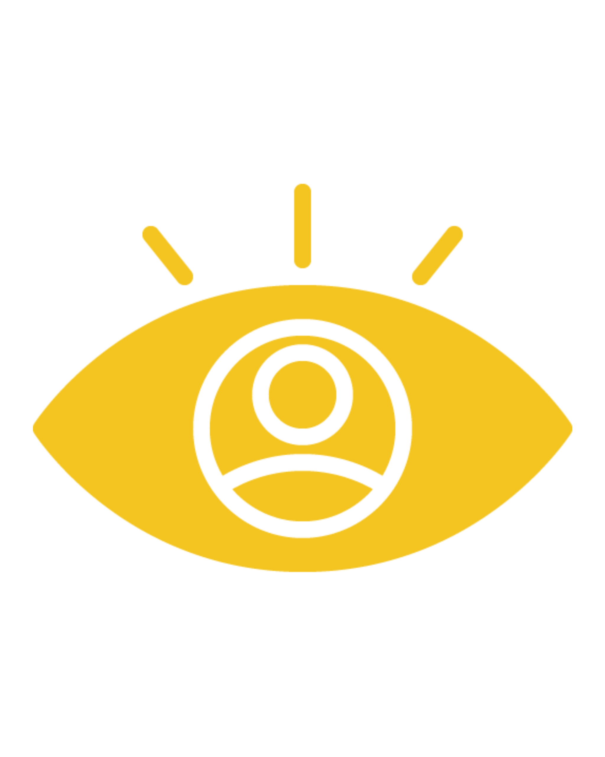 A black eye icon with a person's profile in the pupil and radiating lines, symbolizing direct oversight and transparent monitoring of remote staffing.